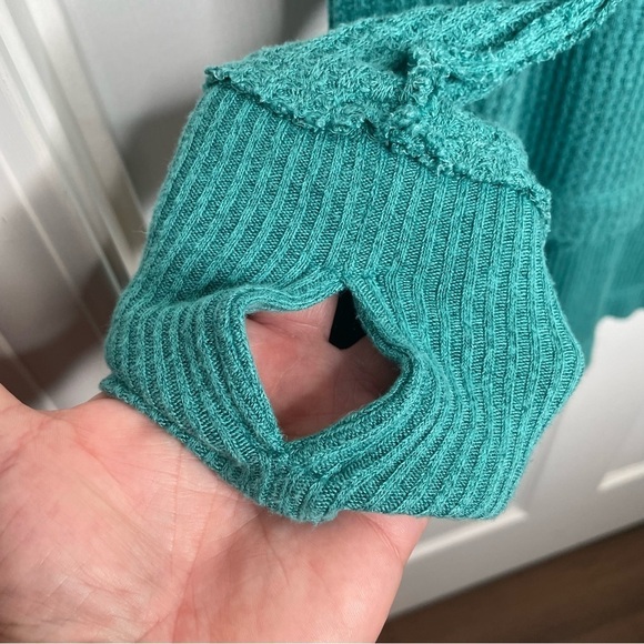 Free People We The Free North Shore Waffle Knit Thermal Tunic Top in Teal M - Picture 9 of 13